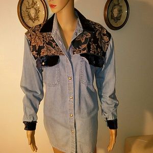 Zone blue denim blouse,  Size S